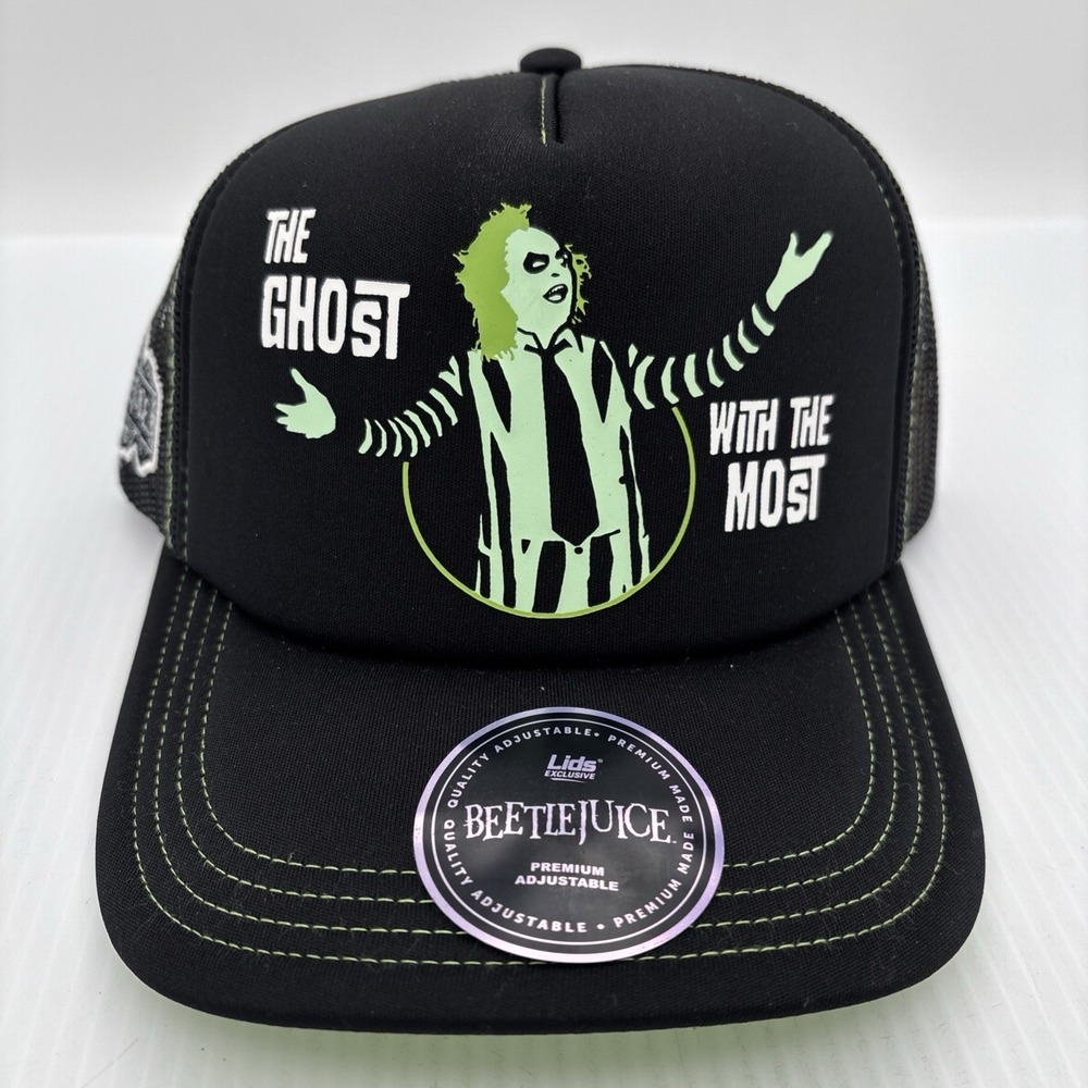 Lids Exclusive Beetlejuice Ghost With The Most Trucker Snapback Hat Black Green
